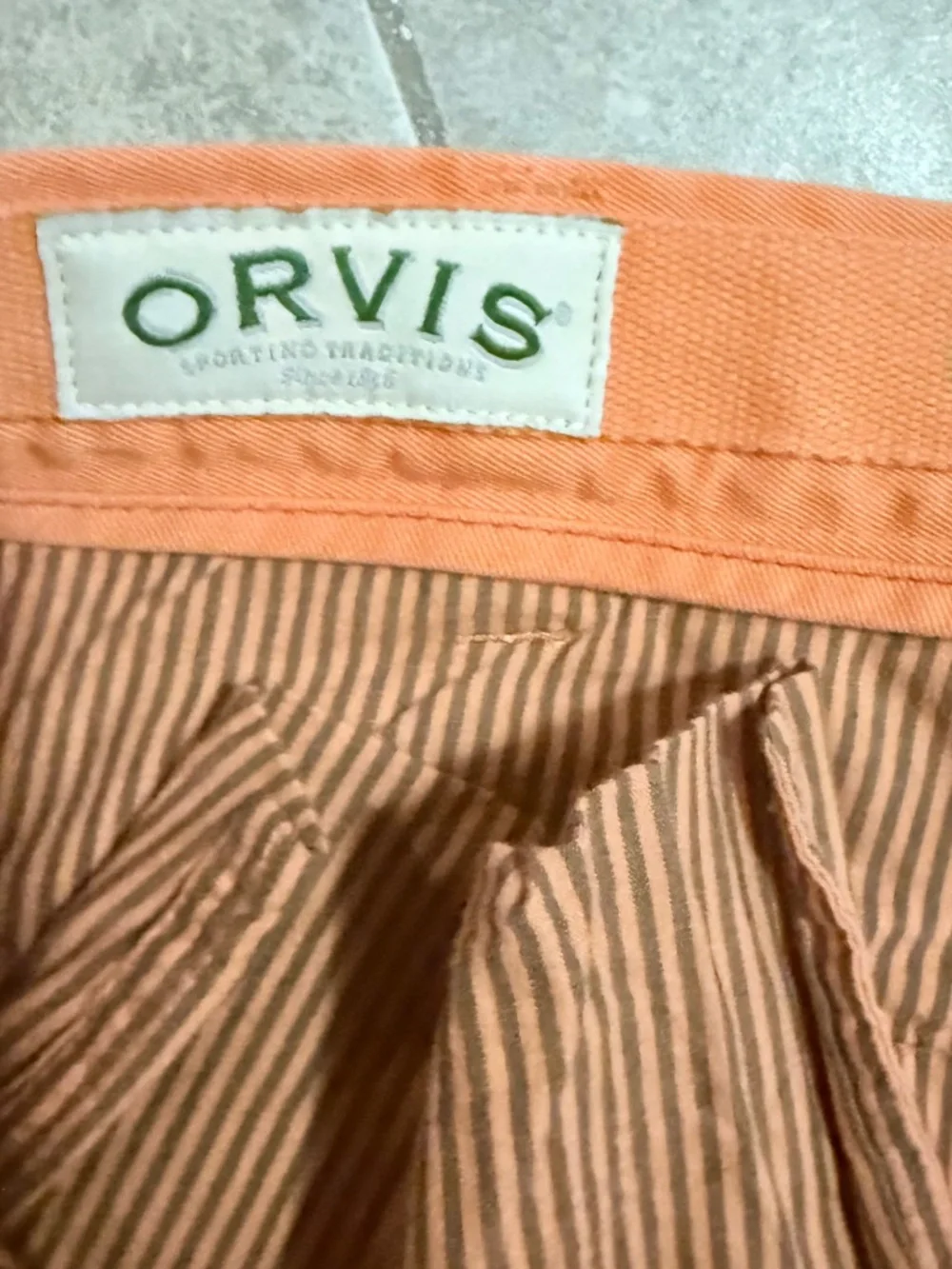 Orvis Men’s Orange Cotton Chino Pant Size 42/30 (40x26.5) Straight Leg Preppy